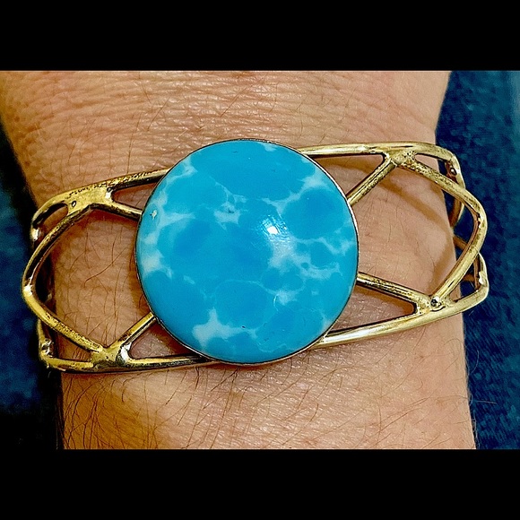 Vintage Jewelry - HP💕Vintage Caribbean Larimar .925 Bracelet Cuff